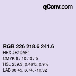 カラーコード: RGB 226 218.6 241.6 | qconv.com