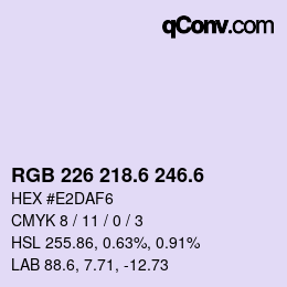カラーコード: RGB 226 218.6 246.6 | qconv.com
