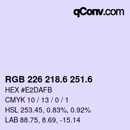 カラーコード: RGB 226 218.6 251.6 | qconv.com