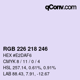 Color code: RGB 226 218 246 | qconv.com