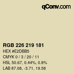Color code: RGB 226 219 181 | qconv.com