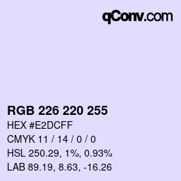 Color code: RGB 226 220 255 | qconv.com
