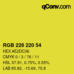 Color code: RGB 226 220 54 | qconv.com