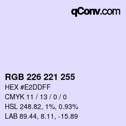 Color code: RGB 226 221 255 | qconv.com
