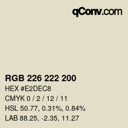 Code couleur: RGB 226 222 200 | qconv.com
