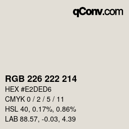 颜色代码: RGB 226 222 214 | qconv.com