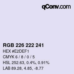 Color code: RGB 226 222 241 | qconv.com