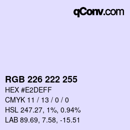 Color code: RGB 226 222 255 | qconv.com