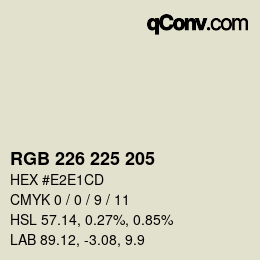 Color code: RGB 226 225 205 | qconv.com