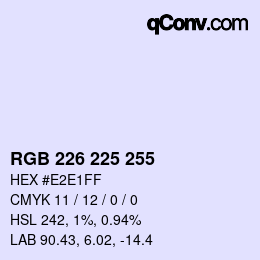 Color code: RGB 226 225 255 | qconv.com