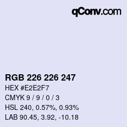 Color code: RGB 226 226 247 | qconv.com