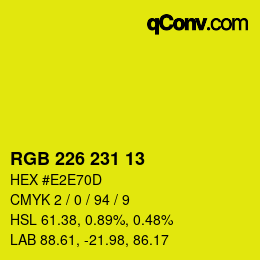Color code: RGB 226 231 13 | qconv.com
