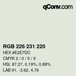 Color code: RGB 226 231 220 | qconv.com