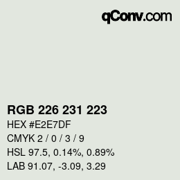 Farbcode: RGB 226 231 223 | qconv.com