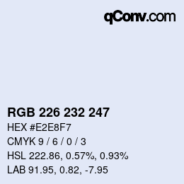 Color code: RGB 226 232 247 | qconv.com