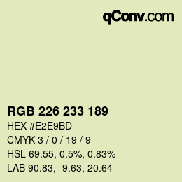 Color code: RGB 226 233 189 | qconv.com
