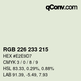Color code: RGB 226 233 215 | qconv.com
