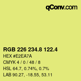 カラーコード: RGB 226 234.8 122.4 | qconv.com