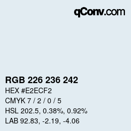 カラーコード: RGB 226 236 242 | qconv.com