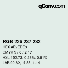 Color code: RGB 226 237 232 | qconv.com