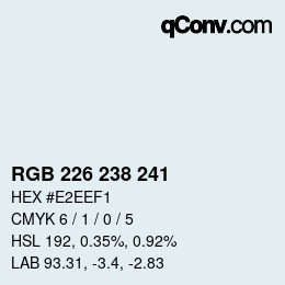Color code: RGB 226 238 241 | qconv.com