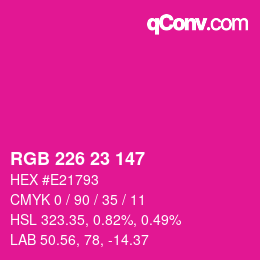 Color code: RGB 226 23 147 | qconv.com
