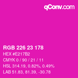 カラーコード: RGB 226 23 178 | qconv.com