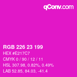 Color code: RGB 226 23 199 | qconv.com