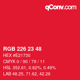 Color code: RGB 226 23 48 | qconv.com