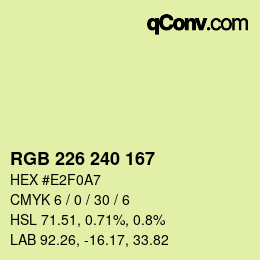 カラーコード: RGB 226 240 167 | qconv.com