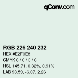 Color code: RGB 226 240 232 | qconv.com