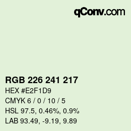 Color code: RGB 226 241 217 | qconv.com