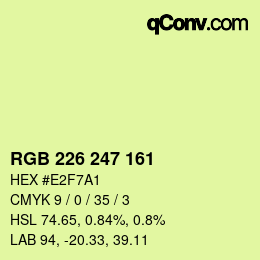 Farbcode: RGB 226 247 161 | qconv.com