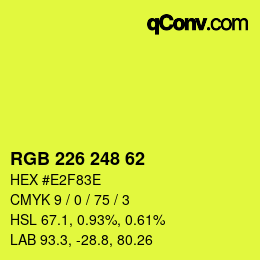 カラーコード: RGB 226 248 62 | qconv.com