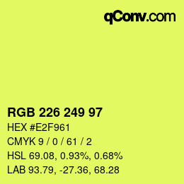Color code: RGB 226 249 97 | qconv.com