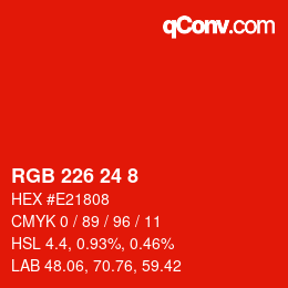 カラーコード: RGB 226 24 8 | qconv.com