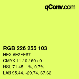 Color code: RGB 226 255 103 | qconv.com