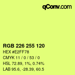 Color code: RGB 226 255 120 | qconv.com
