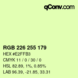 Color code: RGB 226 255 179 | qconv.com