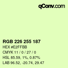 Color code: RGB 226 255 187 | qconv.com