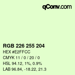 Color code: RGB 226 255 204 | qconv.com