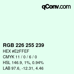 Color code: RGB 226 255 239 | qconv.com