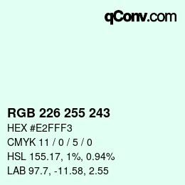 Color code: RGB 226 255 243 | qconv.com
