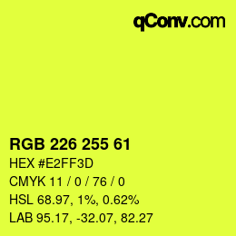 Color code: RGB 226 255 61 | qconv.com