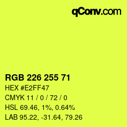 Color code: RGB 226 255 71 | qconv.com