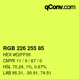 Color code: RGB 226 255 85 | qconv.com