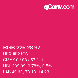 Color code: RGB 226 28 97 | qconv.com
