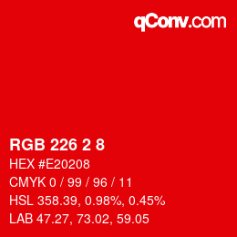 Color code: RGB 226 2 8 | qconv.com