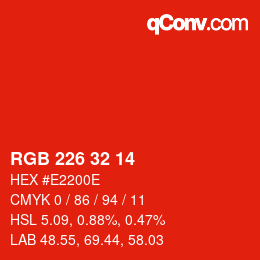 Color code: RGB 226 32 14 | qconv.com