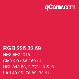 Color code: RGB 226 32 69 | qconv.com